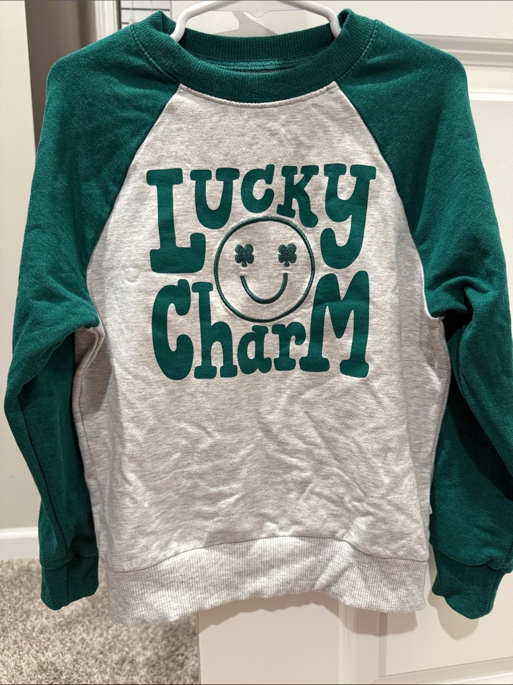 Little Sleepies-Play Lucky Charm Green & Gray Raglan Sweatshirt
